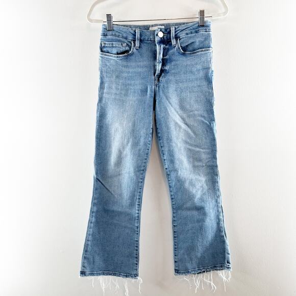 Frame High Waisted Denim Le Cropped Mini Boot Jeans Jadite Blue 26 / 2 - Picture 2 of 8
